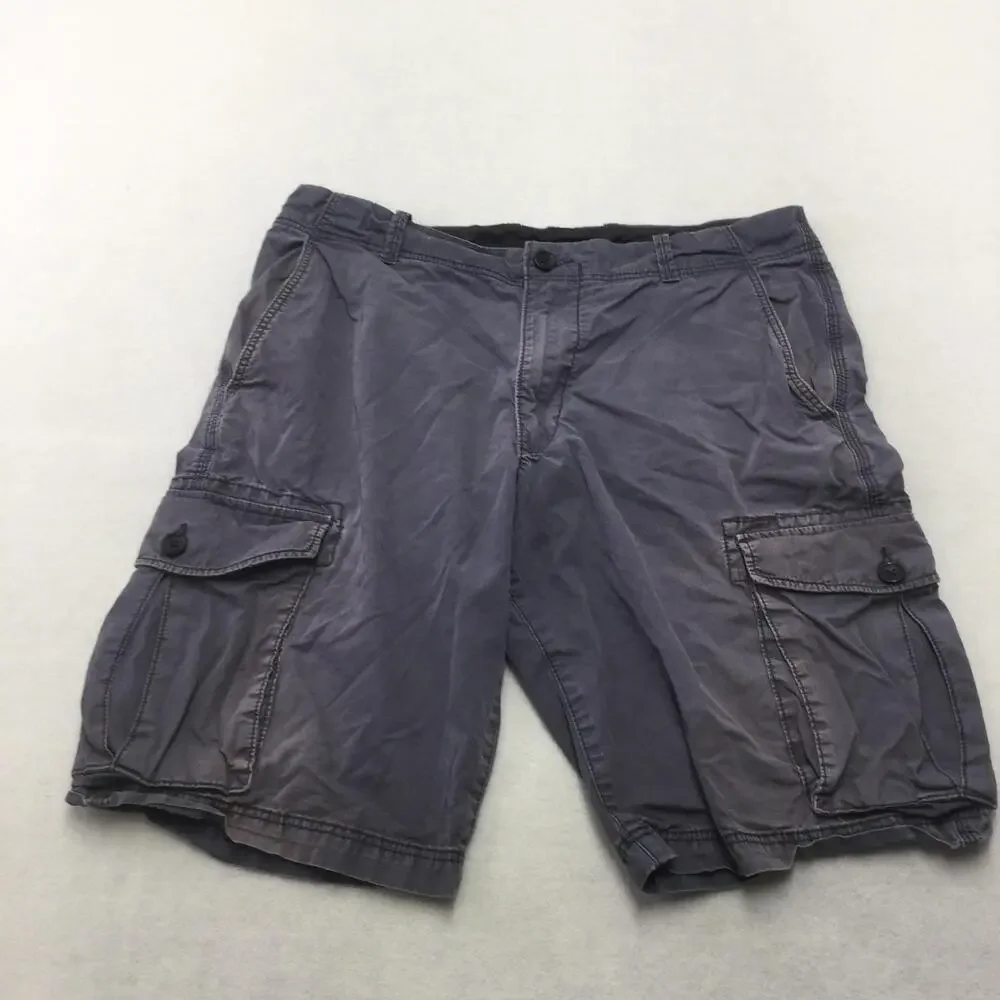 Banana Republic Cargo Shorts Mens 34 Gray Cotton Canvas 11 Inseam Casual Pockets